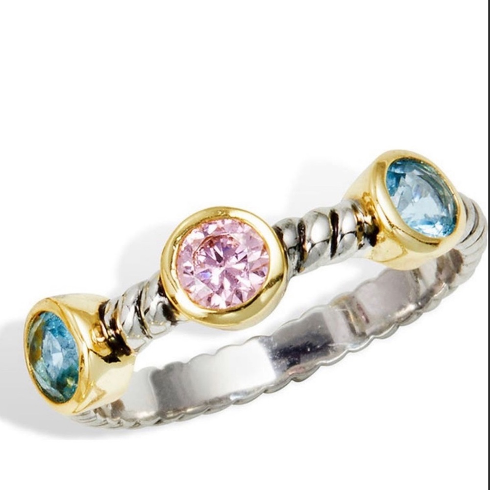 SAVVY CIE JEWELS Two-Tone Sterling
Silver Multicolor CZ